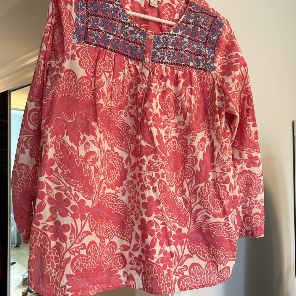 J Crew top, pink floral